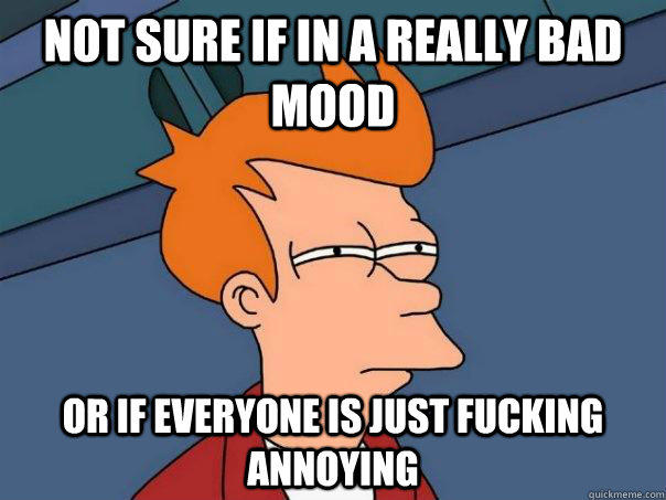 Not sure if in a really bad mood Or if everyone is just fucking annoying 