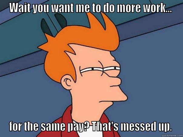 That's not a promotion - WAIT YOU WANT ME TO DO MORE WORK... FOR THE SAME PAY? THAT'S MESSED UP. Futurama Fry