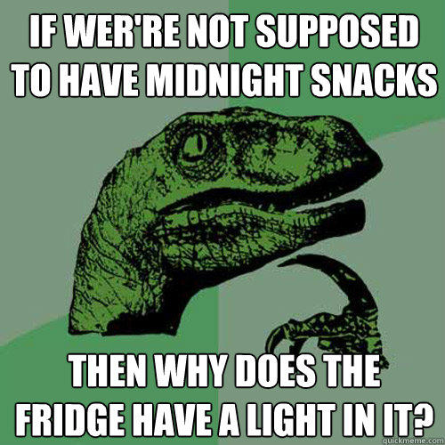 If wer're not supposed to have midnight snacks then why does the fridge have a light in it?