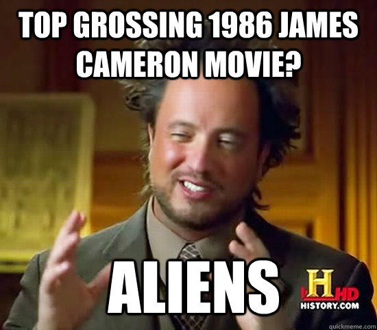Top grossing 1986 james cameron movie?  Aliens