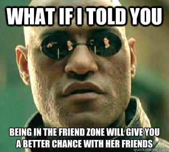 What if I told you Being in the friend zone will give you a better chance with her friends